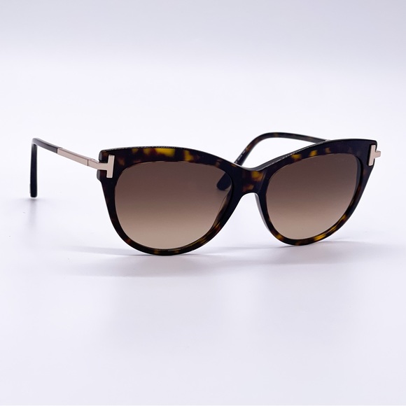 NEW TOM FORD HAVANA BROWN WOMEN CAT EYE SUNGLASSES - Picture 4 of 7